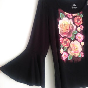 NEW Girls Justice bell sleeve Flower top School